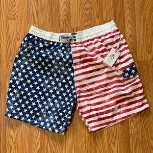 🇺🇸Men's Patriotic Star and Stripe Swim Shrunks Shorts Island Inspired ResortWear